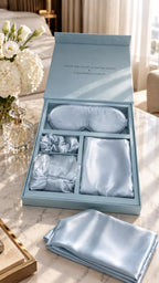 Manam mulberry silk sleep set with pillowcase, mask, bonnet and scrunchie
