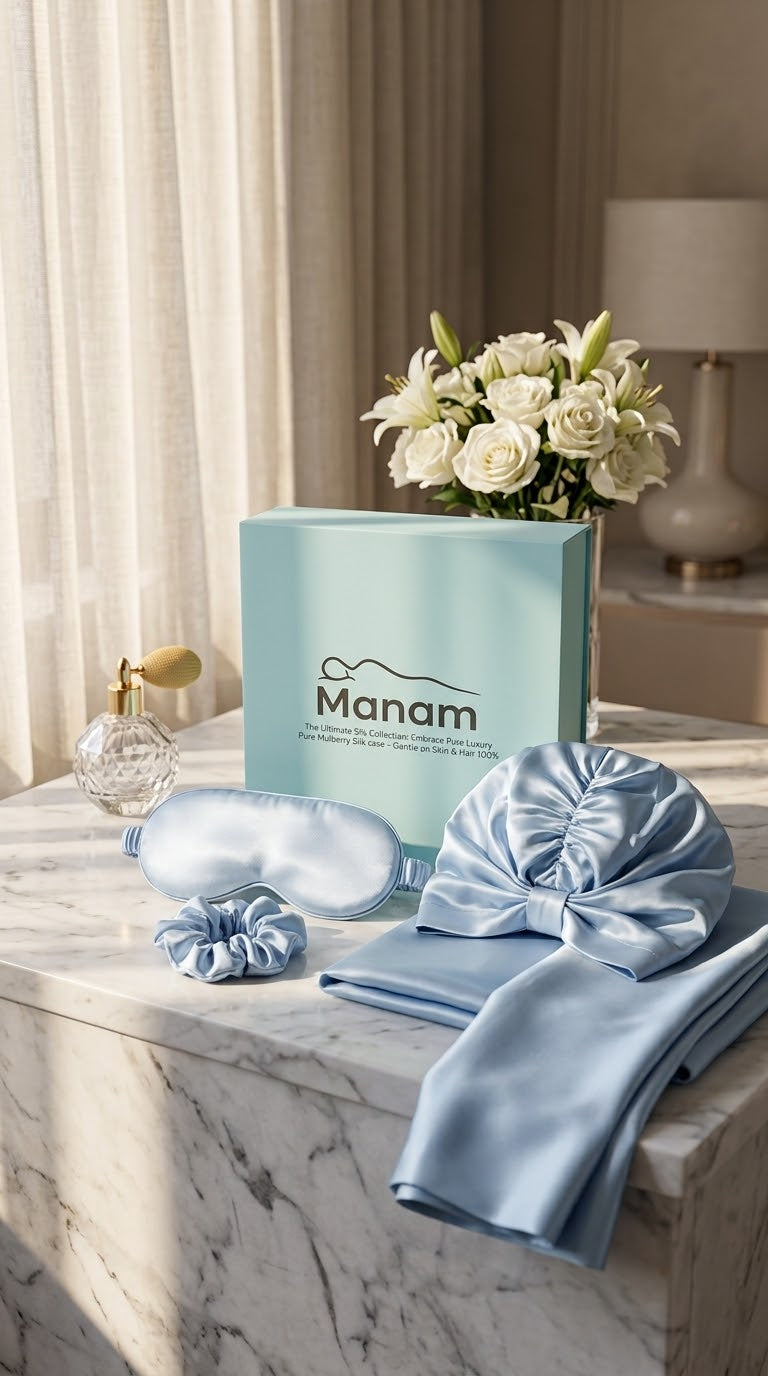 Manam silk pillowcase from the 4-piece silk sleep set